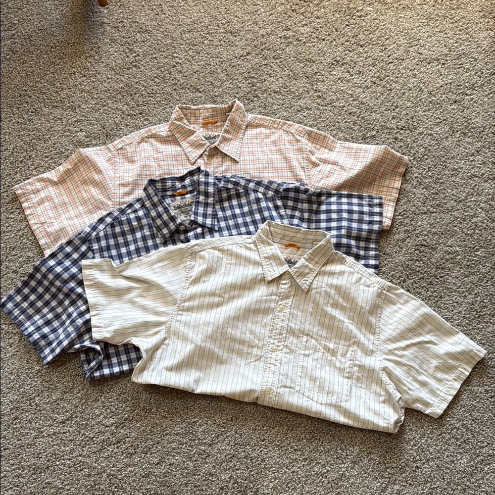 Timberland Men's Casual Plaid and Striped Shirts  Set of Three XL